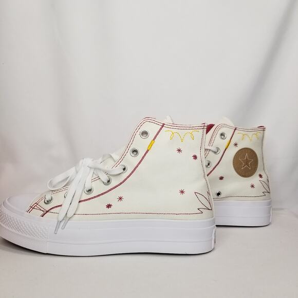 Converse Women's CTAS Lift Platform Western Stitch Size 9 Yellow A13395C NWT - Picture 2 of 8